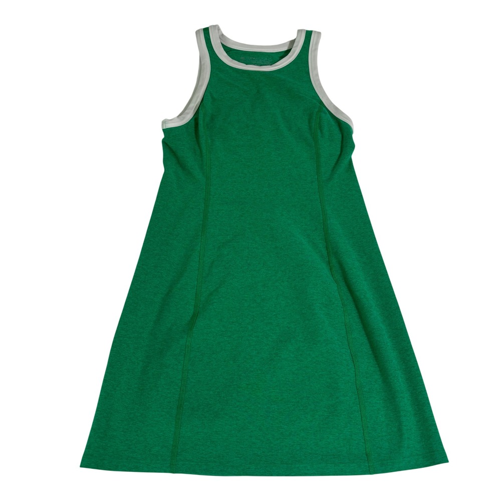Beyond Yoga Green Space Dye Racerback Active Dress XS White Trim A-Line Mini